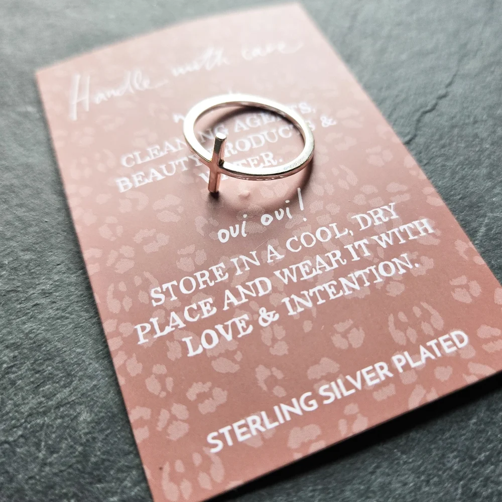NWT Honeycat Jewelry Silver T-Bar Ring